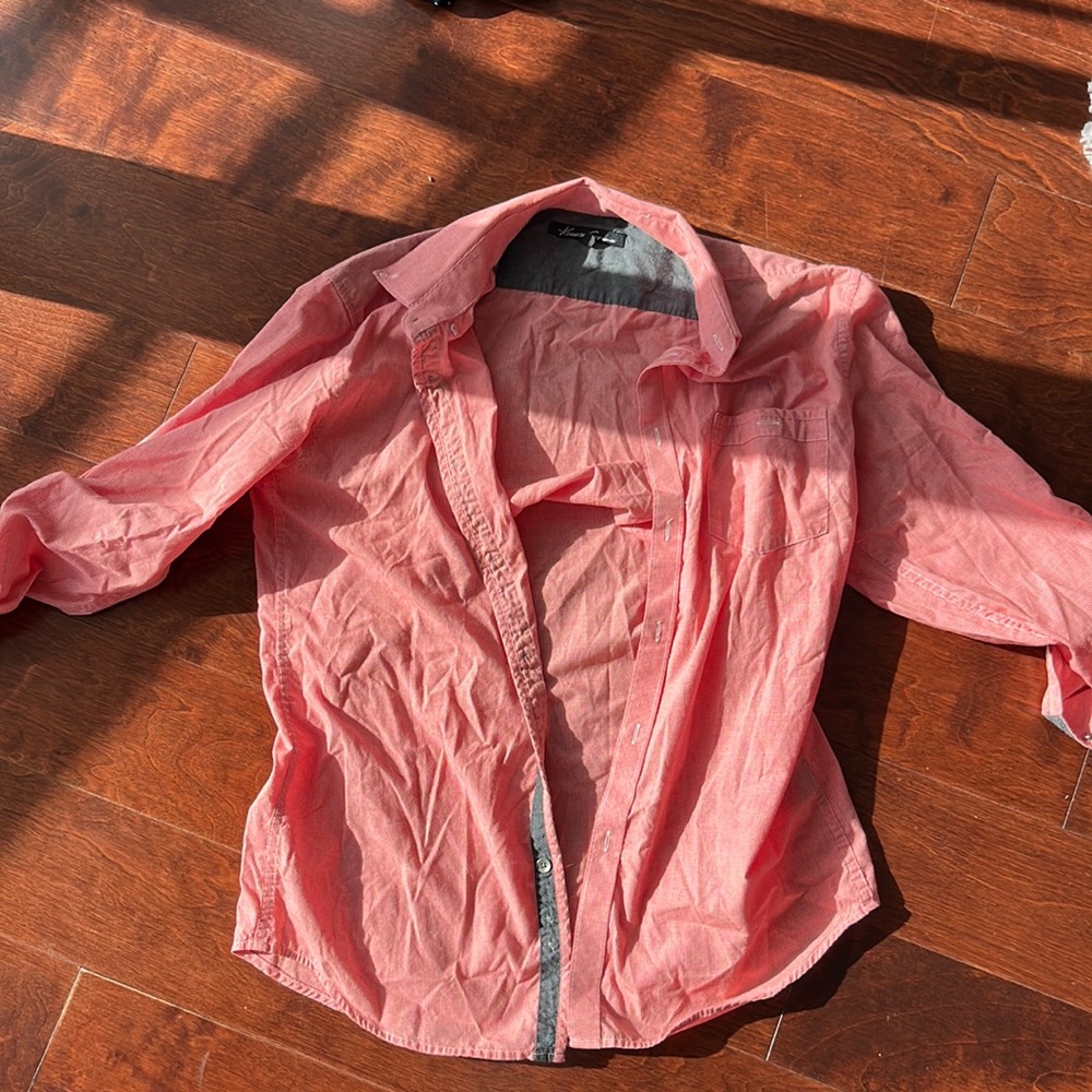 Pinkish orange mens medium slim fit dress shirt